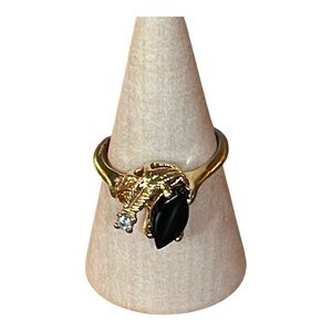 🐦‍⬛The Ravens Embrace Anderson 18K HGE Genuine Onyx Gold Cocktail Statement Ring